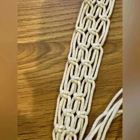 Woven belt cream color with tassel ends - 63” long - Picture 2 of 2